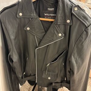 Vintage Wilson Black Leather Motorcycle Jacket